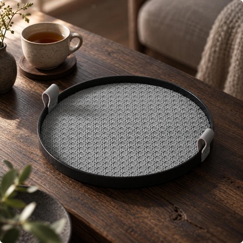 Round storage tray - with, side