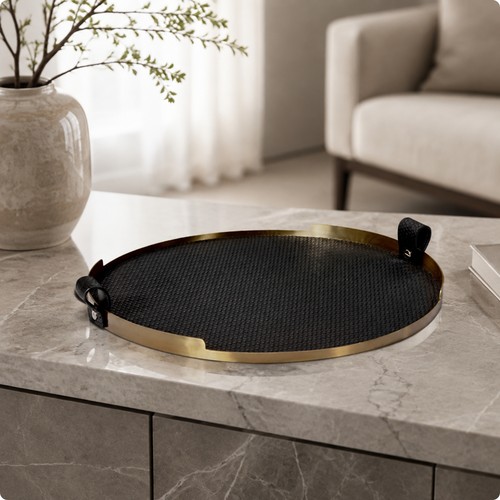 Round decorative storage tray - round,