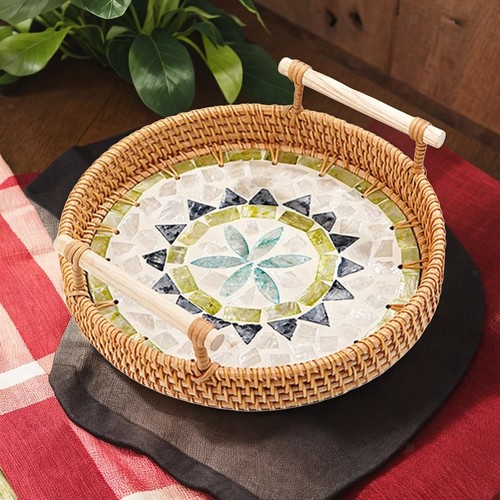 Rattan serving tray decorative - serving,