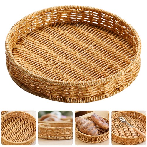 Reusable round woven tray - round,