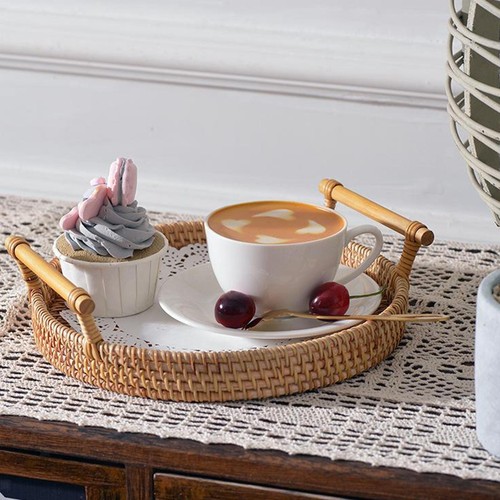 Handwoven basket storage - basket, tray