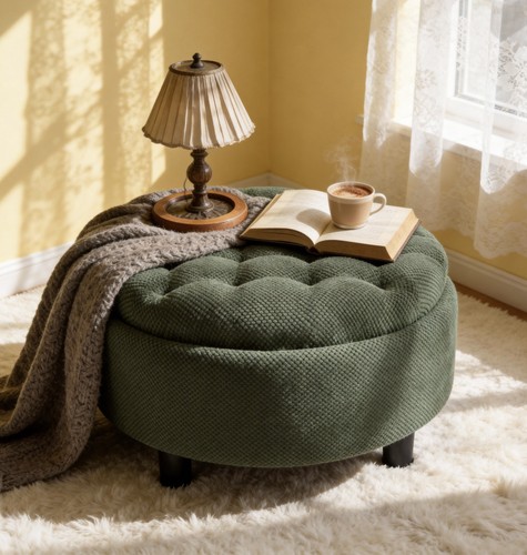 Round storage ottoman with - ottoman,