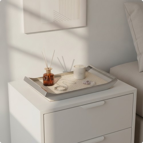 Tray with leather insert woven - leather,