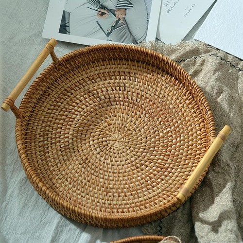Handwoven basket storage tray - basket,