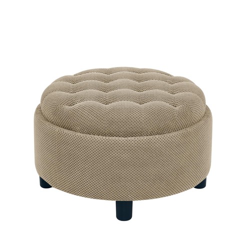 Round storage ottoman tray top - storage,
