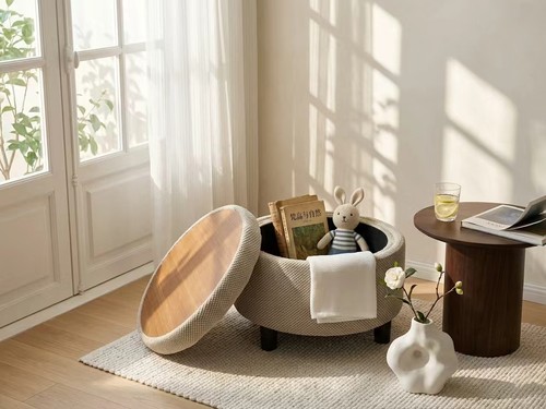 Round storage ottoman - ottoman, with